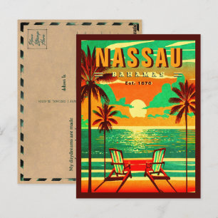 Nassau Bahamas Retro Seagull Souvenir 1950er Postkarte