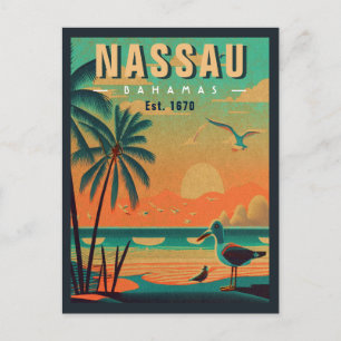 Nassau Bahamas Retro Seagull Souvenir 1950er Postkarte