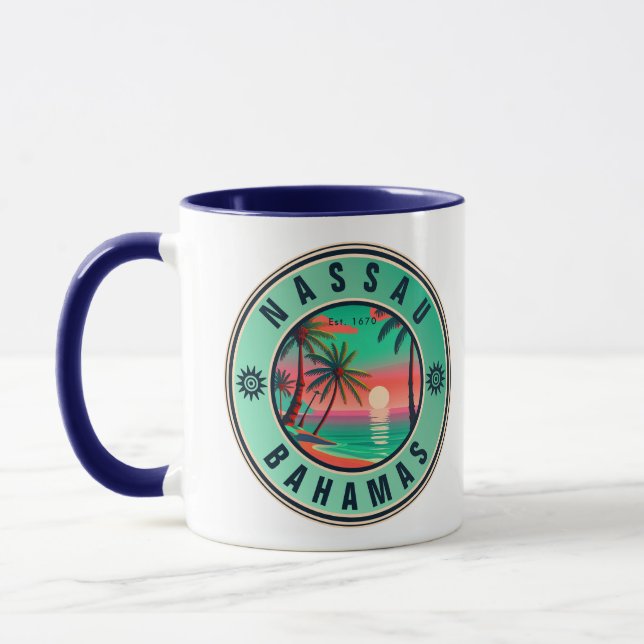 Nassau Bahamas Retro Sunset Reise Souvenir 1950er Tasse (Links)