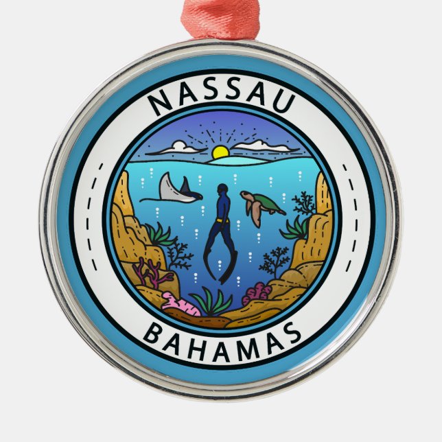 Nassau Bahamas Scuba Abzeichen Ornament Aus Metall (Vorne)