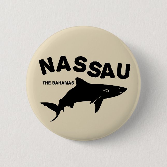 Nassau - Bahamas Shark Diving T - Shirt Button (Vorderseite)