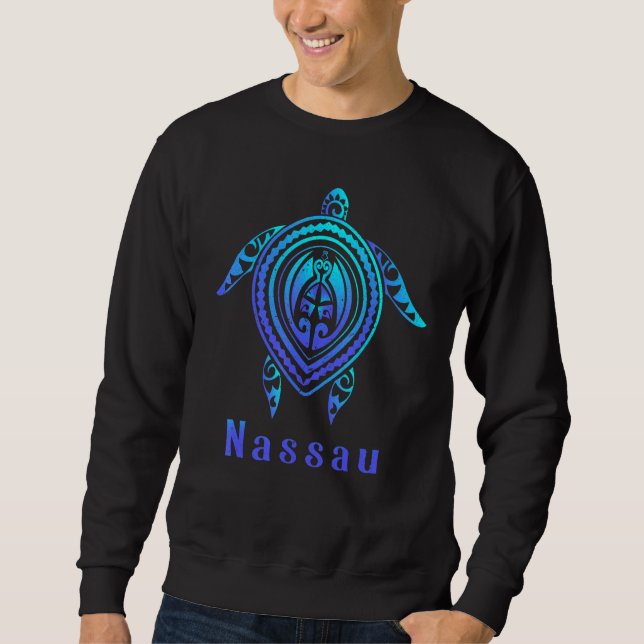 Nassau Bahamas Souvenirs Sea Turtle Tribal Tattoo Sweatshirt (Vorderseite)