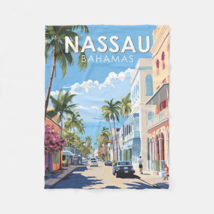 Nassau Bahamas Travel Art Vintag Fleecedecke