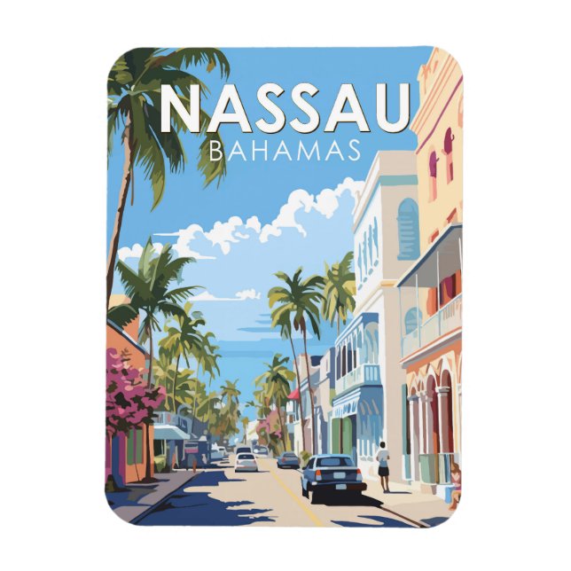 Nassau Bahamas Travel Art Vintag Magnet (Vertikal)