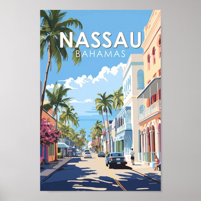 Nassau Bahamas Travel Art Vintag Poster (Vorne)