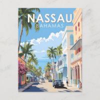 Nassau Bahamas Travel Art Vintag