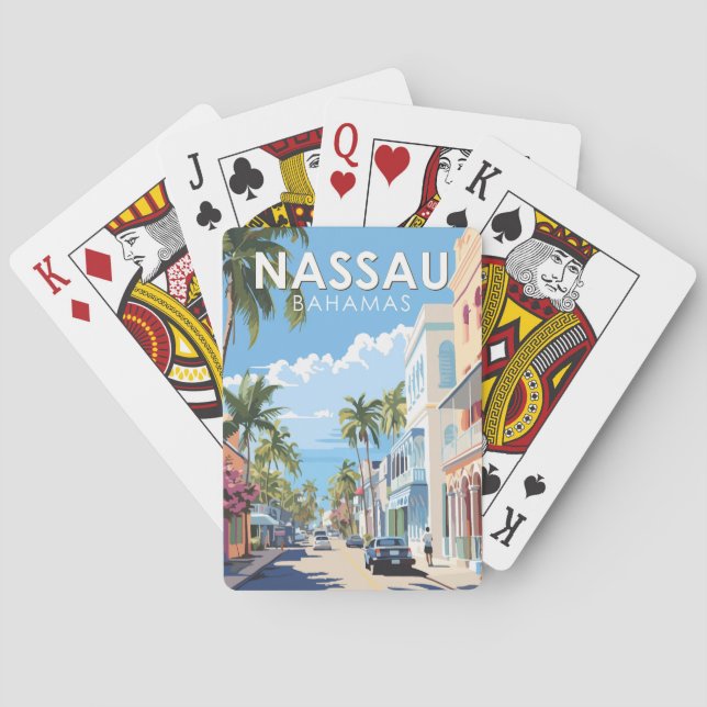 Nassau Bahamas Travel Art Vintag Spielkarten (Rückseite)