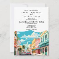 Nassau Bahamas Wedding Einladung Retro