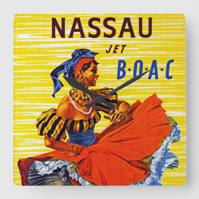 Nassau Jet Quadratische Wanduhr (Vorderseite)