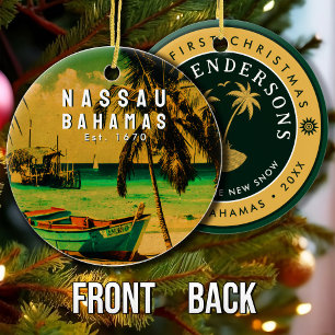 Nassau Palm Tree Bahamas Vintag Souvenirs 80er Keramik Ornament