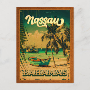 Nassau Palm Tree Bahamas Vintag Souvenirs 80er Postkarte