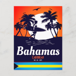 Nassau Palm Tree Bahamas Vintag Souvenirs Postkarte
