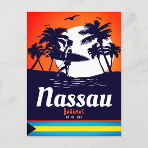 Nassau Palm Tree Bahamas Vintage Souvenirs Postkarte
