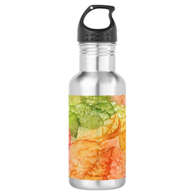 Nasse Blätter des Herbstes Edelstahlflasche (Vorderseite)