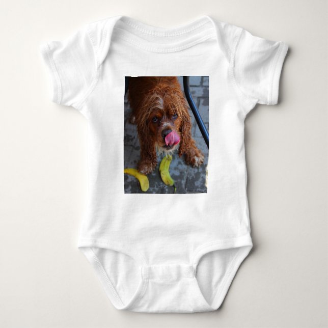 Nasshund mit Banane Baby Strampler (Vorderseite)