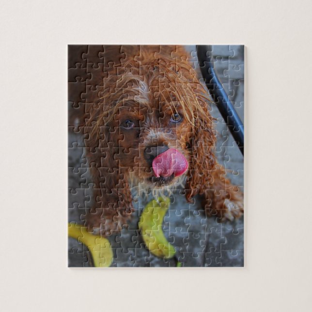 Nasshund mit Banane Puzzle (Vertikal)