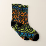 Nassim Socken<br><div class="desc">Nassim. Zeigen und tragen Sie diesen beliebten schönen männlichen Vornamen, der als bunte Wortwolke aus horizontaler und vertikaler, kursiver Handschrift in verschiedenen Größen und bezaubernden frischen Farben entworfen wurde. Tragen Sie Ihren positiven französischen Namen oder zeigen Sie der Welt, wen Sie Liebe oder Verehrung. Mit diesem Soft-Text-Kunstwerk zu vereinen ist...</div>