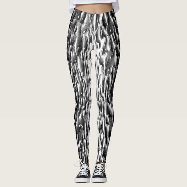 Nassmetall-Silber-Metalle-Leggings, einzigartig Leggings (Vorderseite)