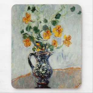 Nasturtien in einer blauen Vase von Monet Mousepad