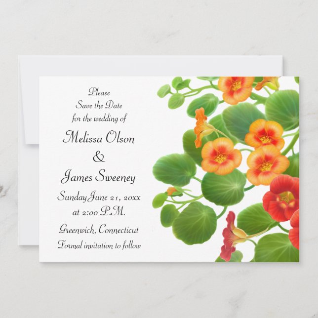 Nasturtium Blumengarten Save the Date (Vorderseite)