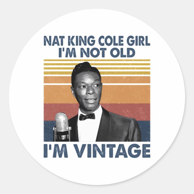 Nat King Cole Runder Aufkleber (Vorderseite)