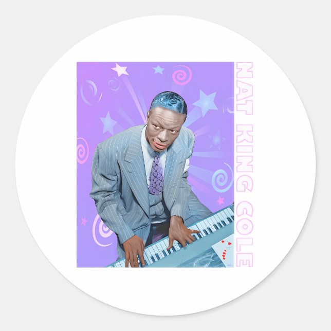 Nat King Cole Runder Aufkleber (Vorderseite)