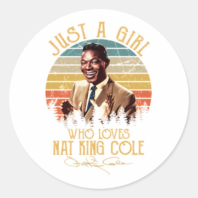 Nat King Cole Runder Aufkleber (Vorderseite)