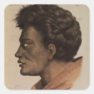 Natai, ein Maori- Leiter von der Brachsen-Bucht, Quadratischer Aufkleber