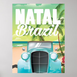 Natal Brasilien Vintage Automobil Reiseplakat Poster