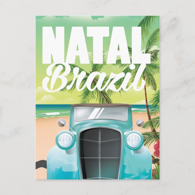 Natal Brazil Vintages Autovermietungspaket Postkarte (Vorderseite)