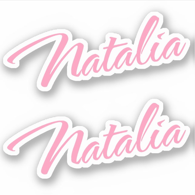 Natalia-Dekorationsname in Rosa x2-Aufkleber Aufkleber (Vorderseite)