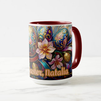 NATALIA ~ EASTER MUG ~ Flowers Eggs~ Tasse