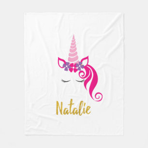 Natalie Einhorn-Shirt für Mädchen mit personalisie Fleecedecke