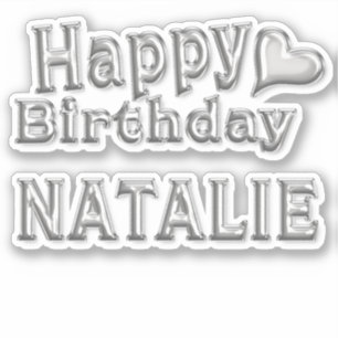 Natalie Happy Birthday silver Aufkleber Sticker