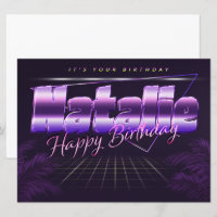 Natalie Name Vorname lila retro Karte Geburtstag