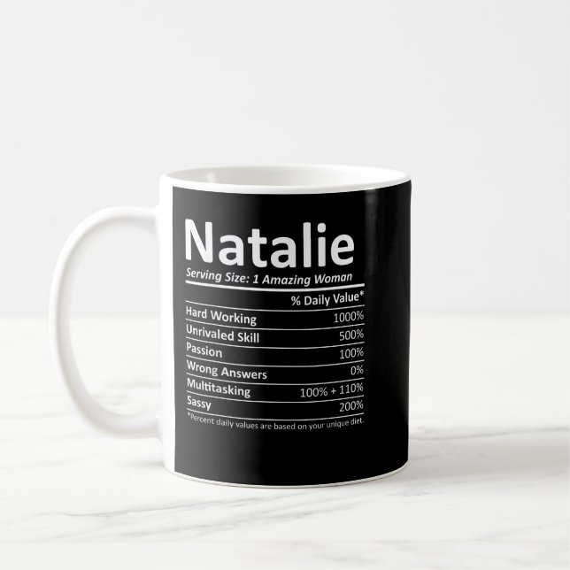 NATALIE Nutrition Personalized Name Funny Christma Kaffeetasse (Links)