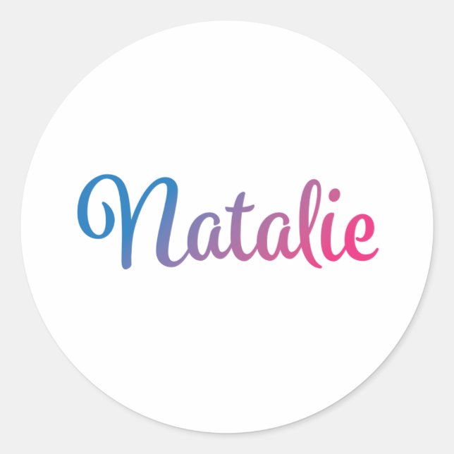 Natalie Stylish Cursive Runder Aufkleber (Vorderseite)