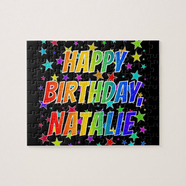 "NATALIE" Vorname, Spaß "GLÜCKLICHER GEBURTSTAG" Puzzle (Horizontal)