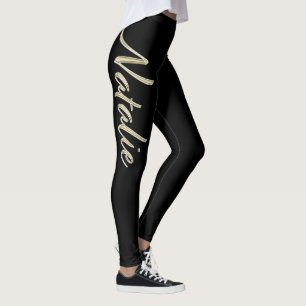 Natalie white gold Handwriting Hose Leggings