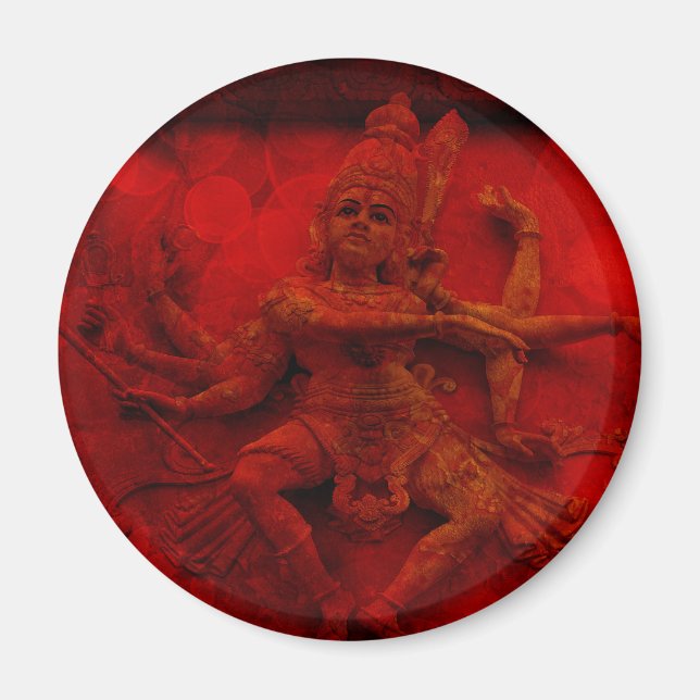 Nataraj Dancing Shiva Wall Relief Statue Red Grung Magnet (Vorne)