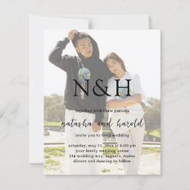 Natasha Foto Monogram Modern Wedding Einladung