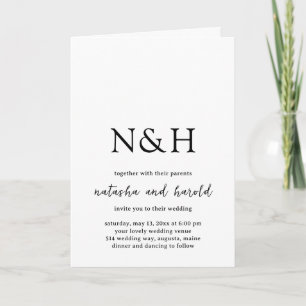 Natasha Foto Monogram Modern Wedding Einladung