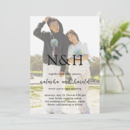 Natasha Foto Monogram Modern Wedding Einladung