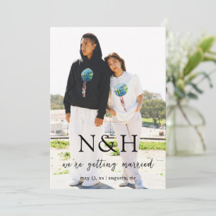 Natasha Foto Monogram Modern Wedding Save The Date