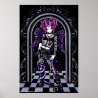 Natasha Gothic Pink Tattoo Angel Poster
