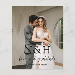 Natasha Monogram Modern Wedding Danke Card