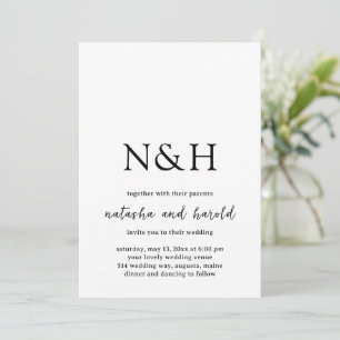 Natasha Monogram Modern Wedding Einladung