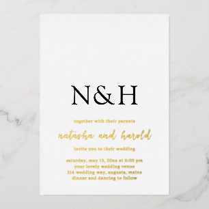Natasha Monogram Modern Wedding Folieneinladung
