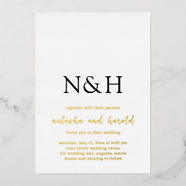 Natasha Monogram Modern Wedding Folieneinladung