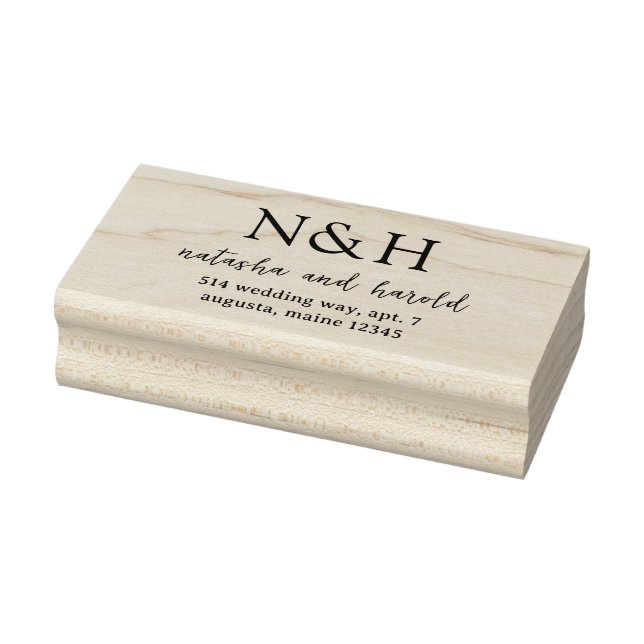 Natasha Monogram Modern Wedding Gummistempel (Stempel)